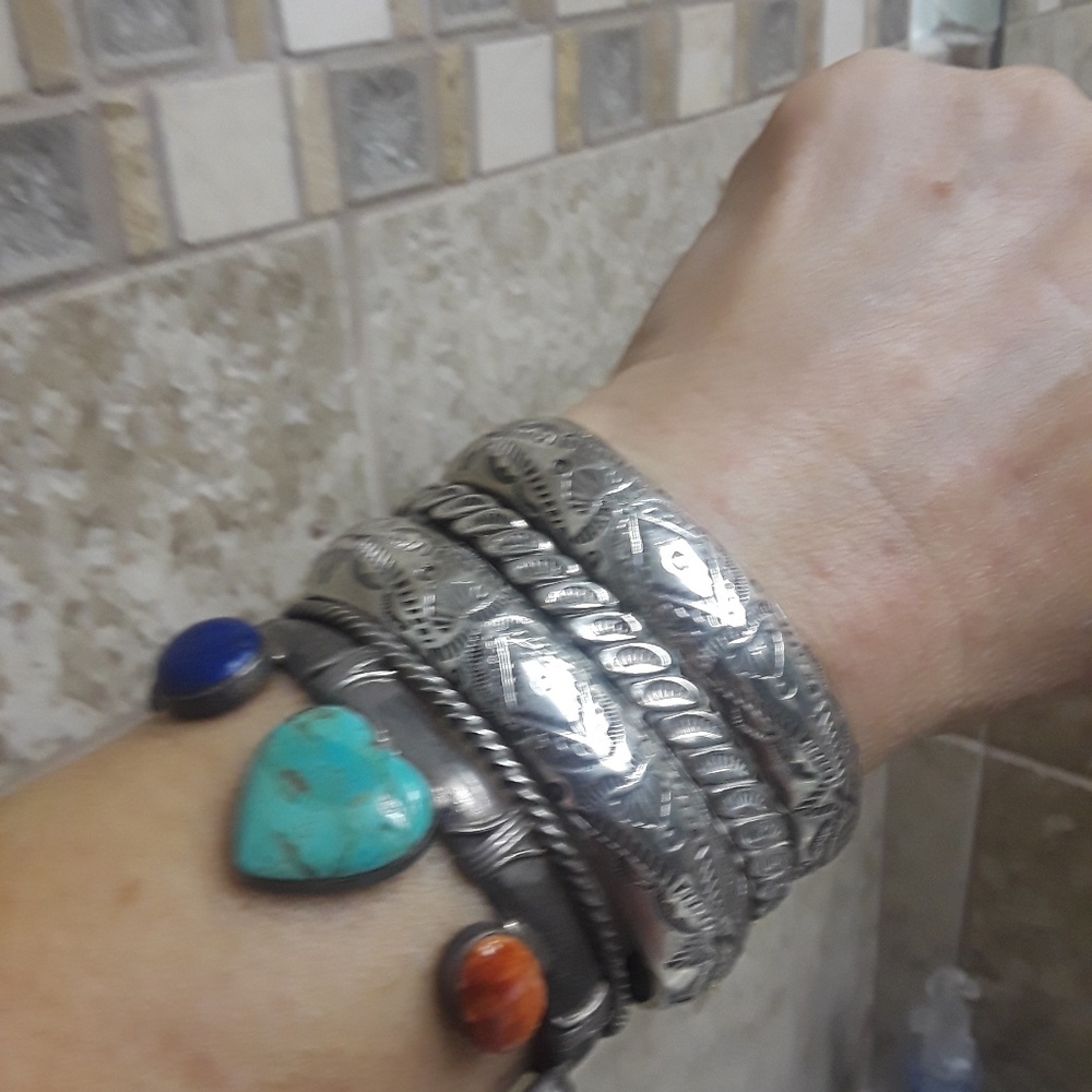 🚫SOLD🚫Vtg Sterling Multi Stone Cuff - Picture 6 of 7